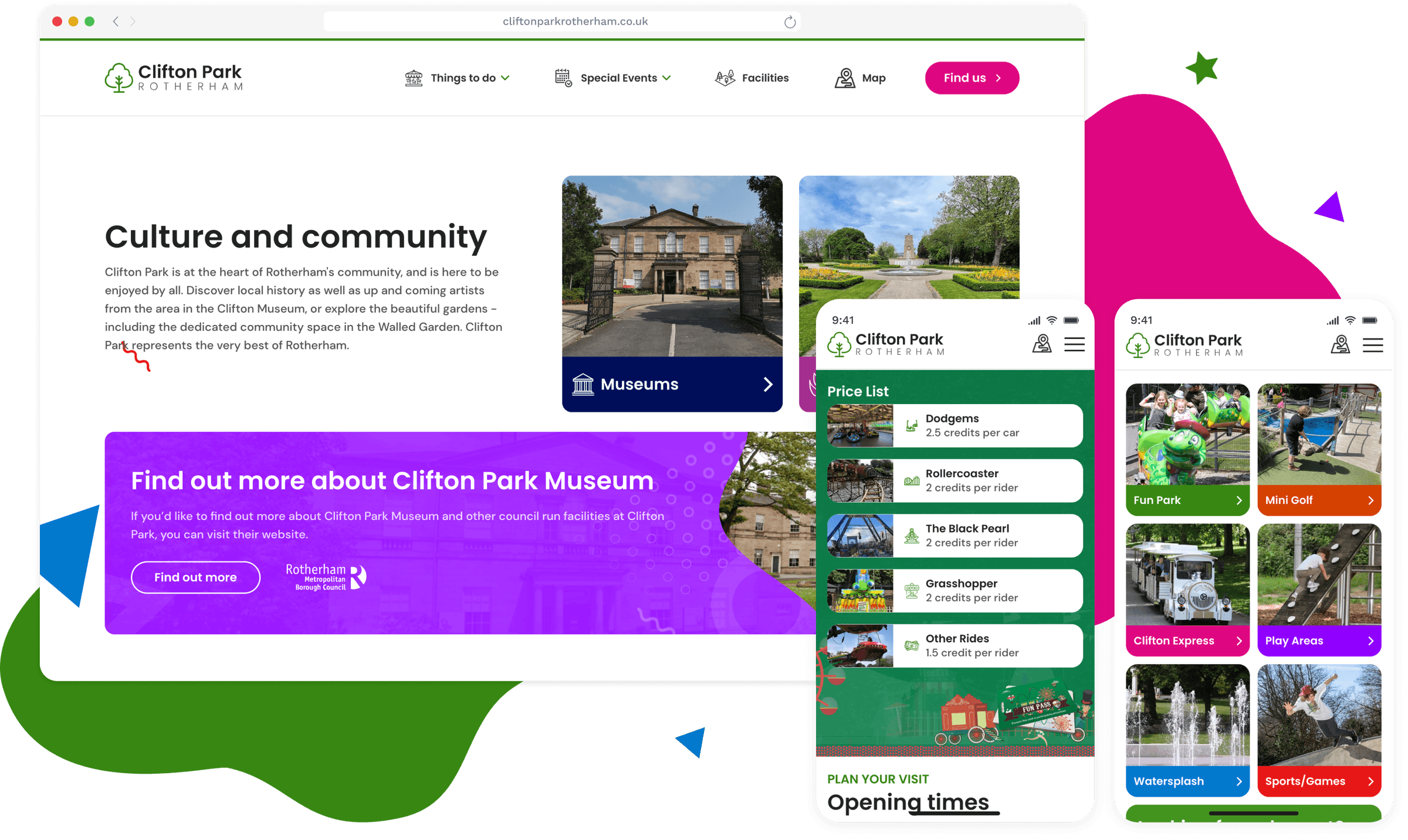 Clifton Park Website Mockup
