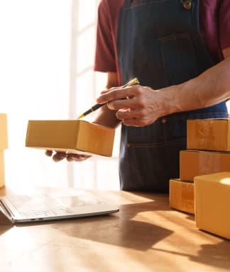 Image of a person preparing packages
