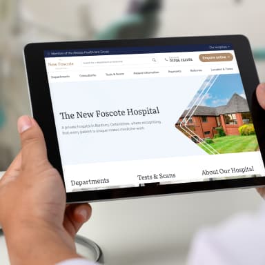 the new foscote hospital website mockup