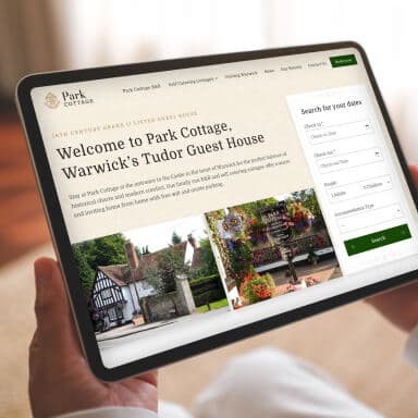 Park cottage website mockup
