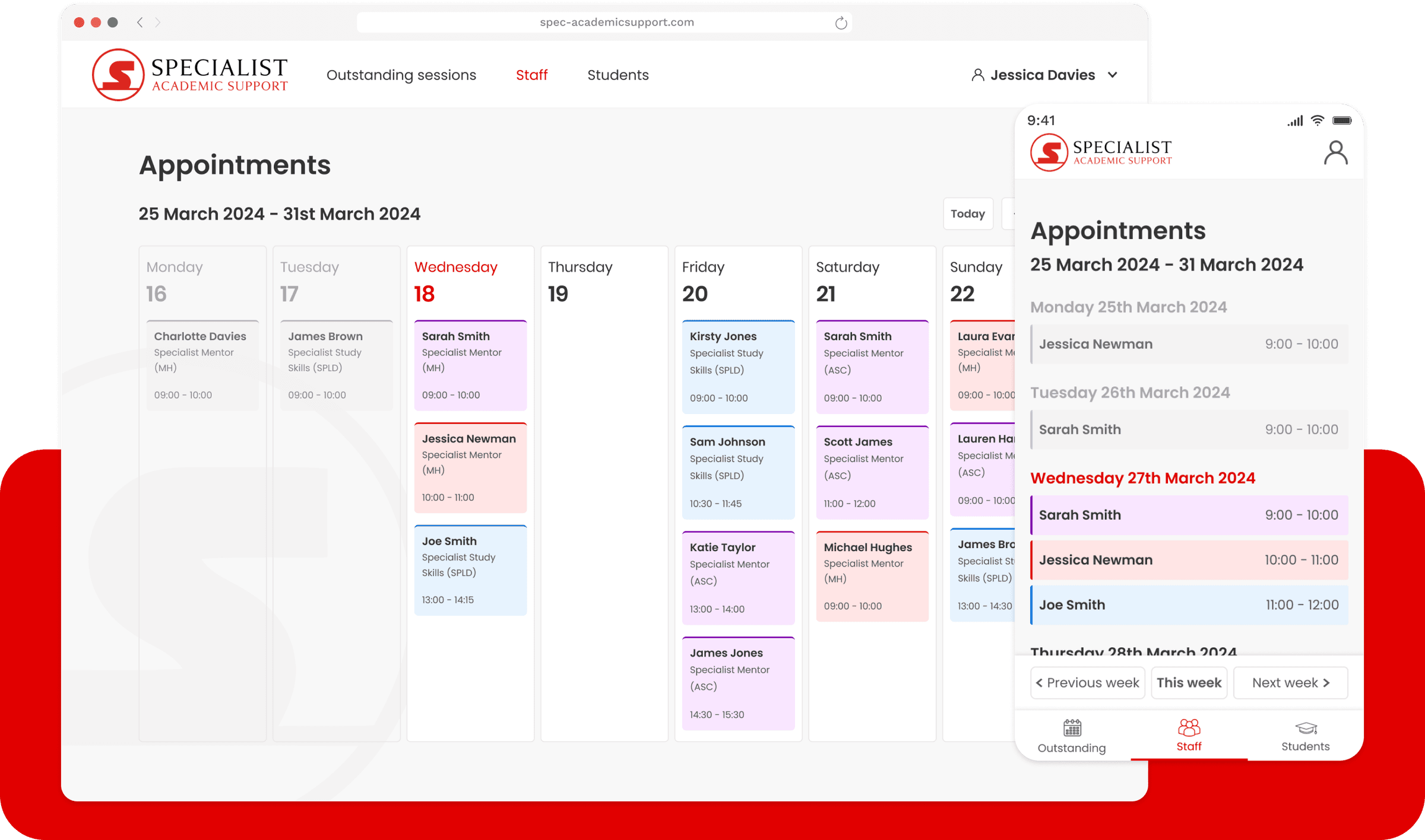 Specialist Academic Support Mockup