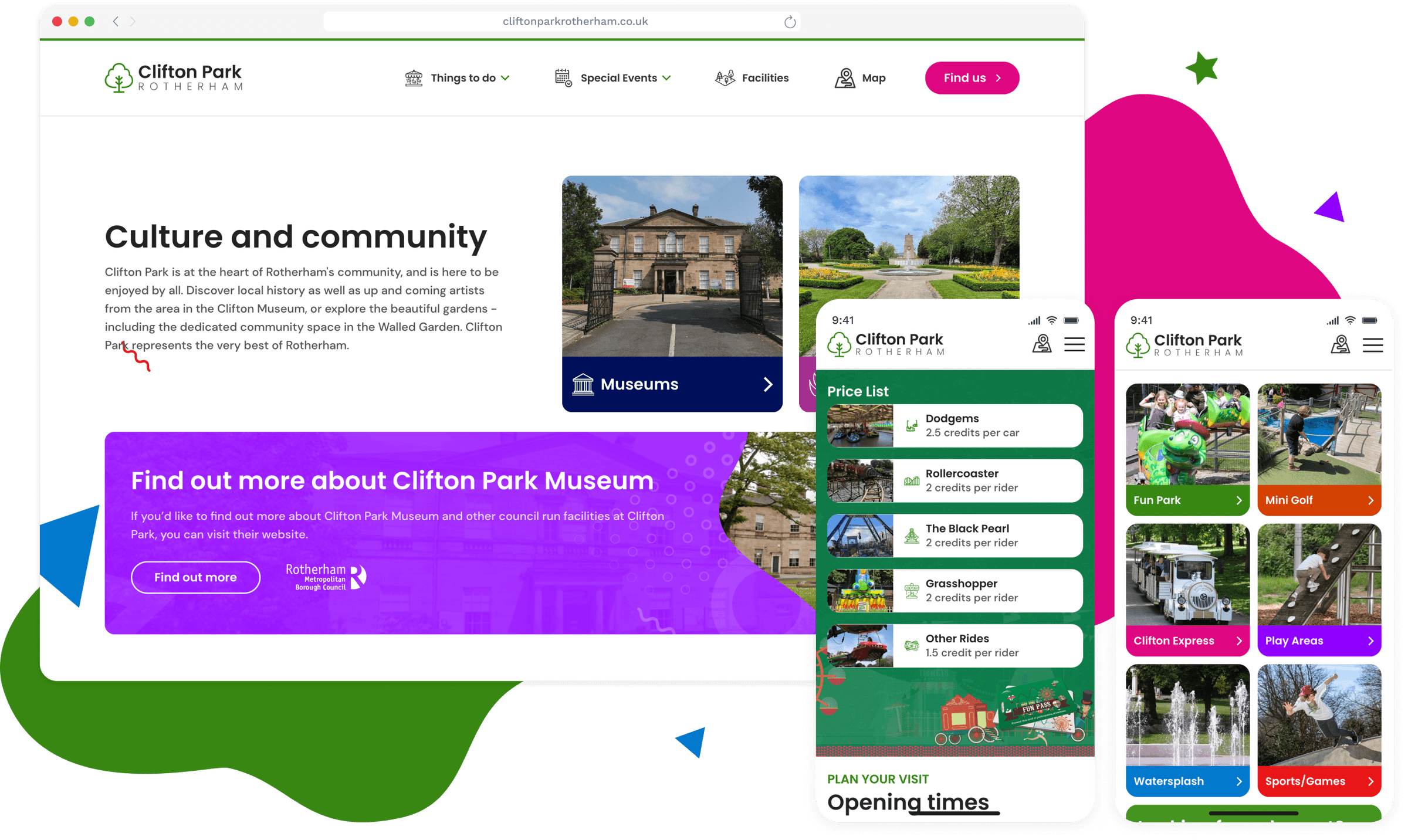 Clifton Park Website Mockup